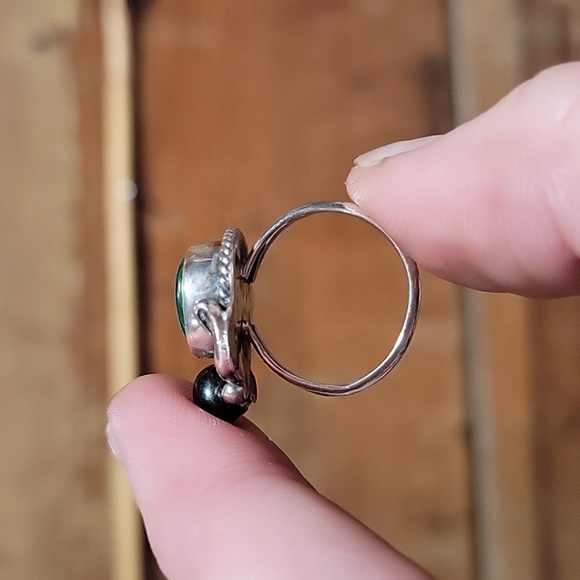 925 silver, Malachite and tahitian opal ring - Picture 8 of 10